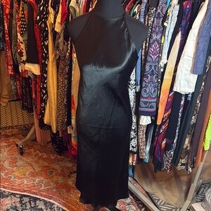 Babaton Black Sleeveless Halter Midi Dress